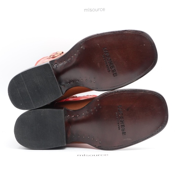 NEW Size 7.5 Women's Lucchese Cow Saddle Stitch Leather Western Boots M3790 Tan - Picture 8 of 9